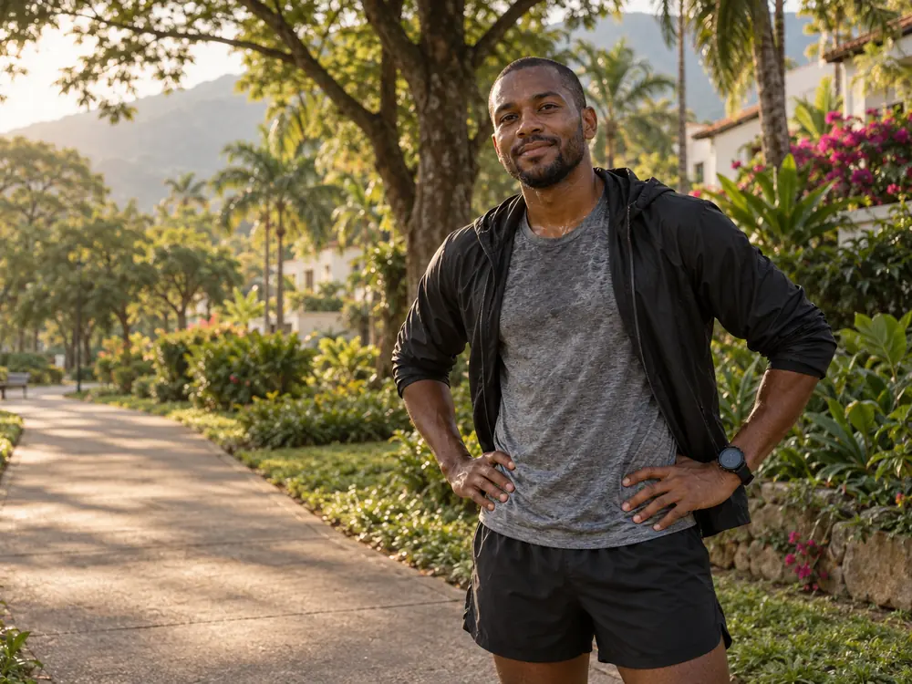 Hombre joven después de entrenar al aire libre